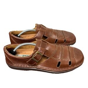Josef Seibel Ziggy Fisherman Closed Toe Sandals Brown Leather US Sz 13 EU 47